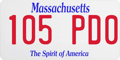 MA license plate 105PD0