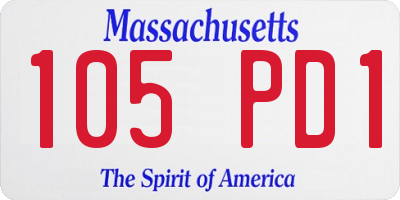 MA license plate 105PD1