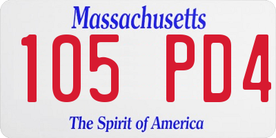 MA license plate 105PD4