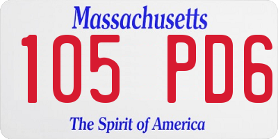 MA license plate 105PD6
