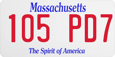 MA license plate 105PD7