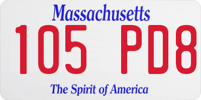 MA license plate 105PD8