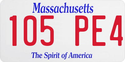 MA license plate 105PE4