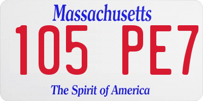 MA license plate 105PE7