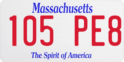 MA license plate 105PE8