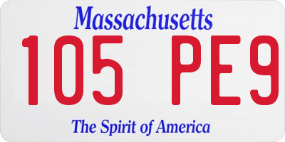 MA license plate 105PE9