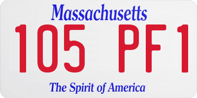 MA license plate 105PF1