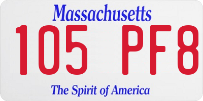 MA license plate 105PF8