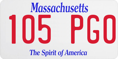 MA license plate 105PG0