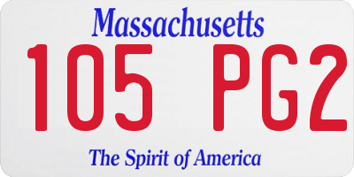 MA license plate 105PG2