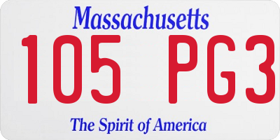 MA license plate 105PG3