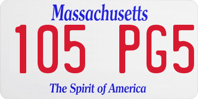 MA license plate 105PG5