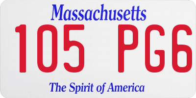MA license plate 105PG6