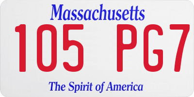 MA license plate 105PG7