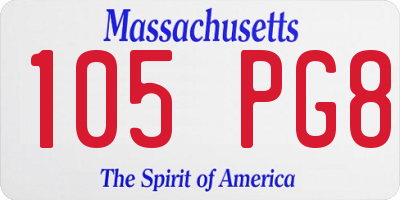 MA license plate 105PG8