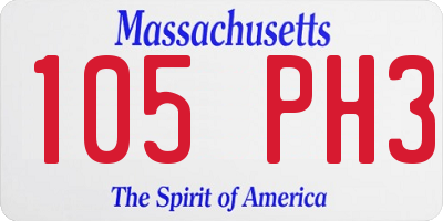 MA license plate 105PH3