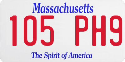 MA license plate 105PH9