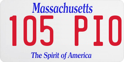 MA license plate 105PI0