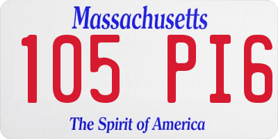 MA license plate 105PI6