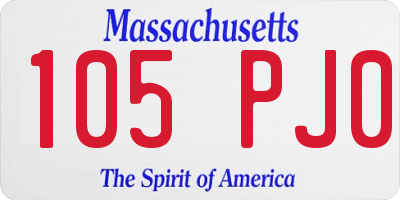 MA license plate 105PJ0