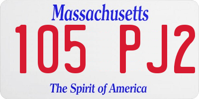MA license plate 105PJ2
