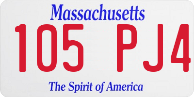 MA license plate 105PJ4