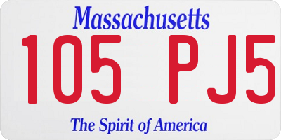 MA license plate 105PJ5