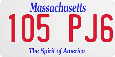 MA license plate 105PJ6