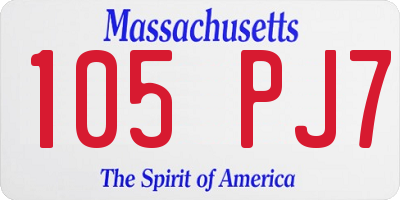 MA license plate 105PJ7