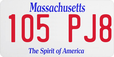 MA license plate 105PJ8