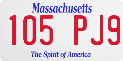 MA license plate 105PJ9