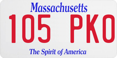 MA license plate 105PK0