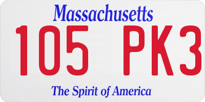 MA license plate 105PK3