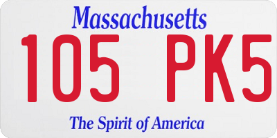 MA license plate 105PK5
