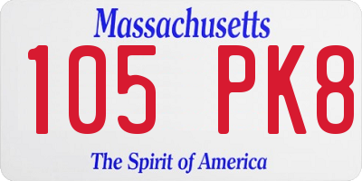 MA license plate 105PK8