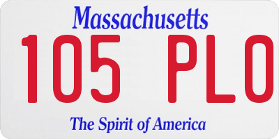 MA license plate 105PL0