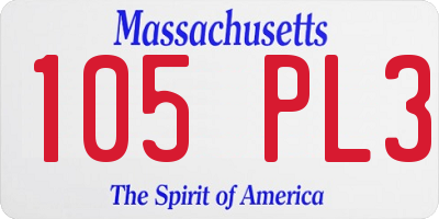 MA license plate 105PL3