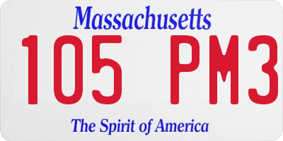MA license plate 105PM3