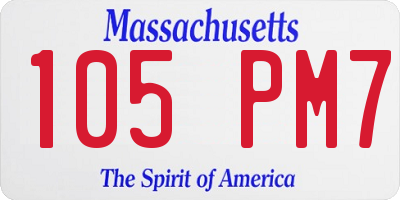 MA license plate 105PM7