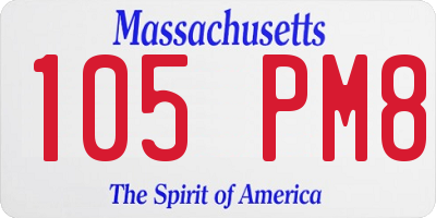 MA license plate 105PM8