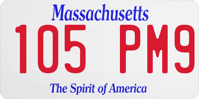 MA license plate 105PM9