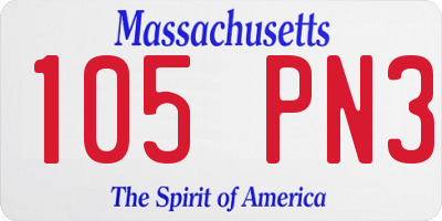 MA license plate 105PN3