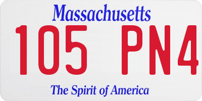 MA license plate 105PN4