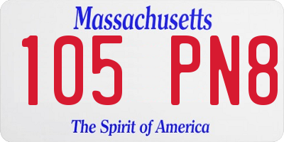 MA license plate 105PN8