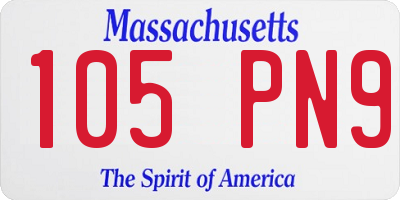 MA license plate 105PN9
