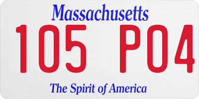 MA license plate 105PO4