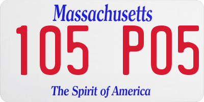 MA license plate 105PO5
