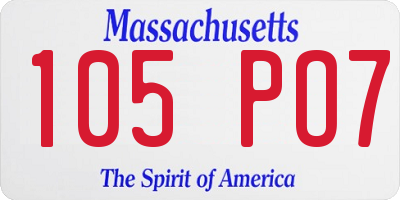 MA license plate 105PO7