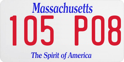 MA license plate 105PO8