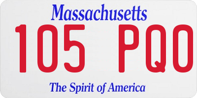 MA license plate 105PQ0